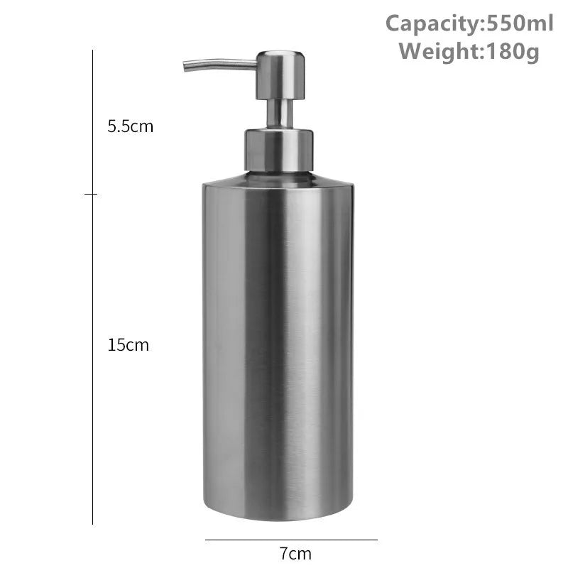 RVS Zeepdispenser Voor Keuken & Badkamer (250ml/350ml/550ml) Met Strak Design
