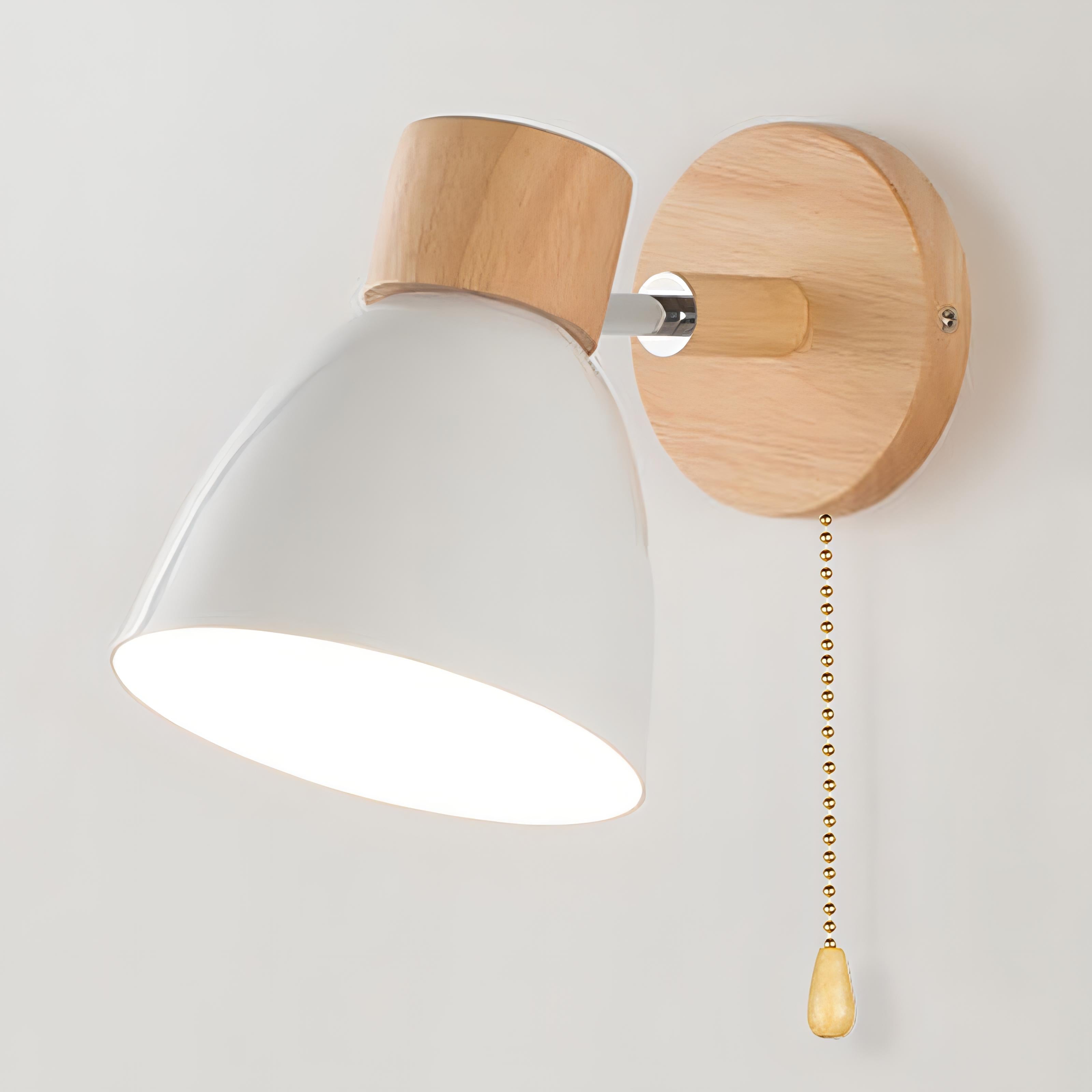 Scandinavische Moderne Wandlamp van Hout met Schakelaar
