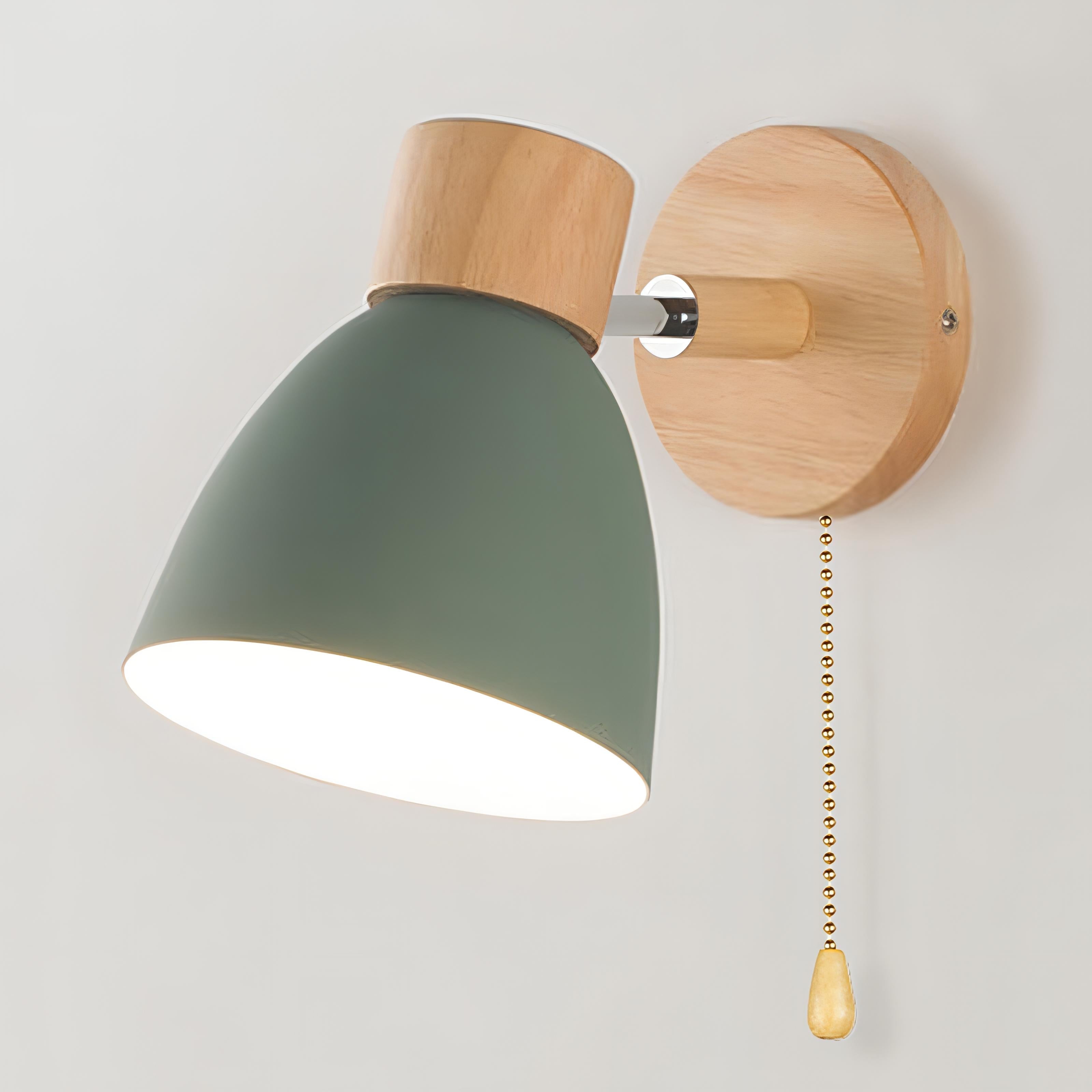 Scandinavische Moderne Wandlamp van Hout met Schakelaar