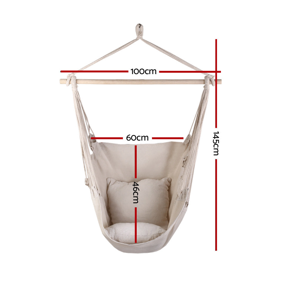 Hangstoel Boho – Sfeervolle Schommelstoel Voor Binnen & Buiten | Crème