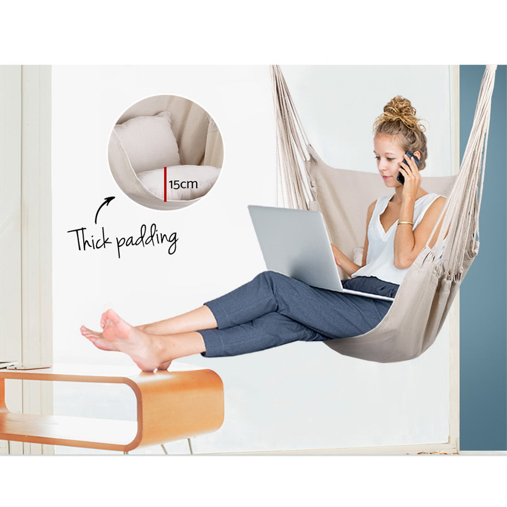 Hangstoel Boho – Sfeervolle Schommelstoel Voor Binnen & Buiten | Crème