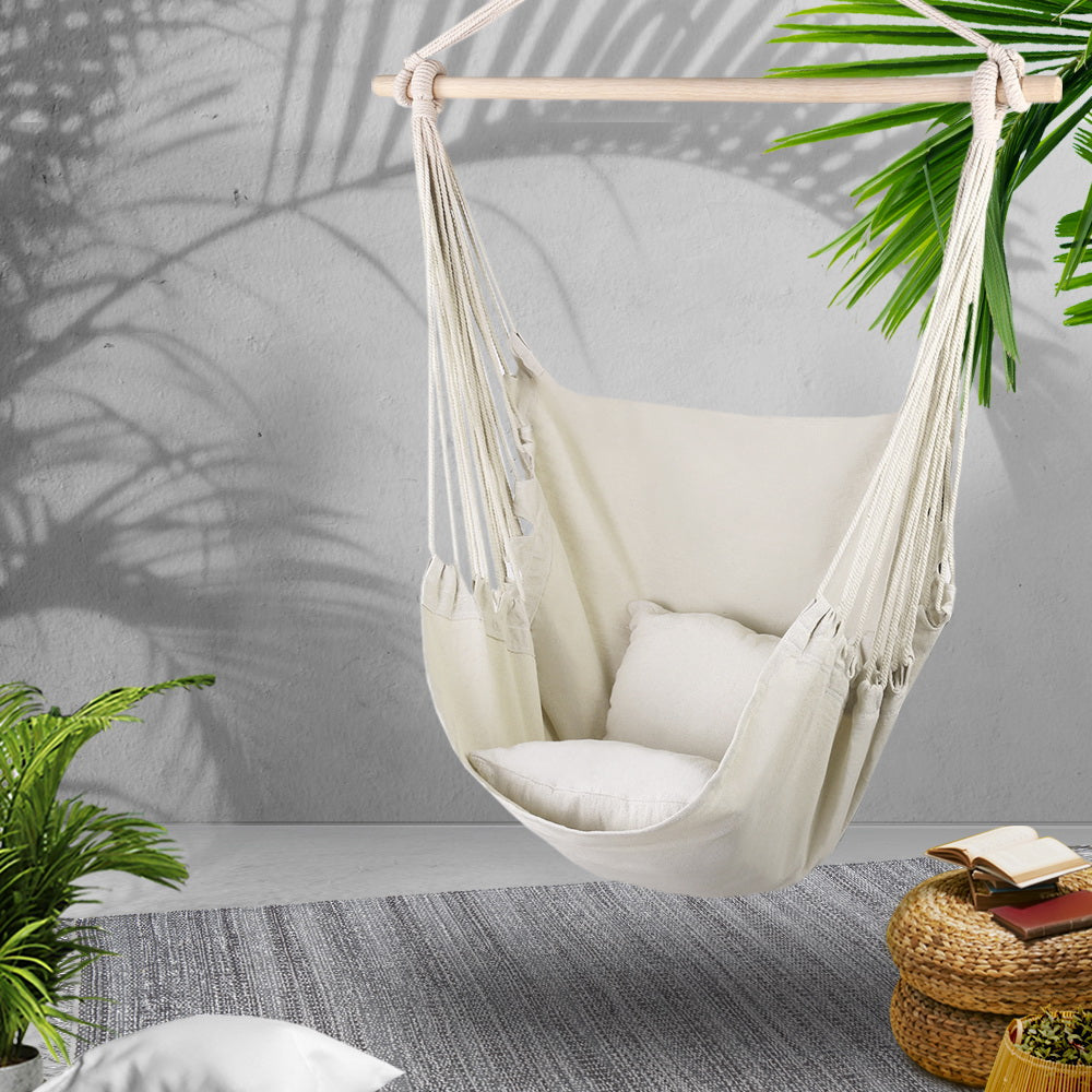 Hangstoel Boho – Sfeervolle Schommelstoel Voor Binnen & Buiten | Crème