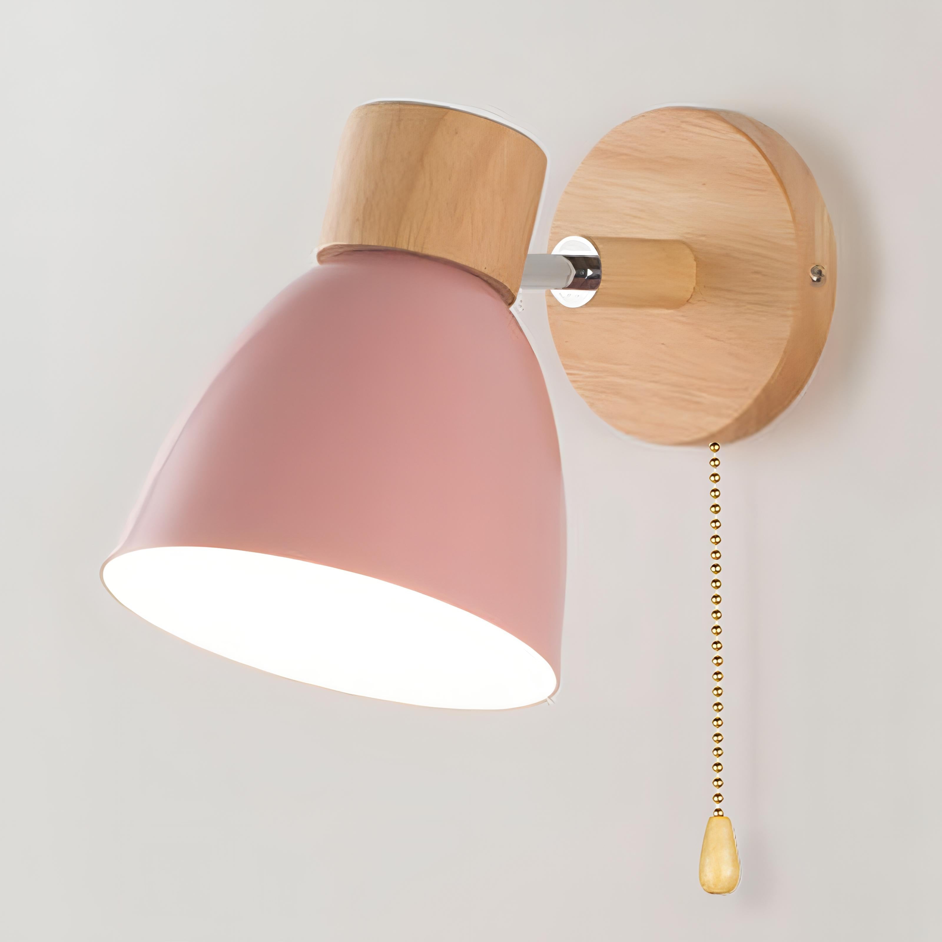 Scandinavische Moderne Wandlamp van Hout met Schakelaar
