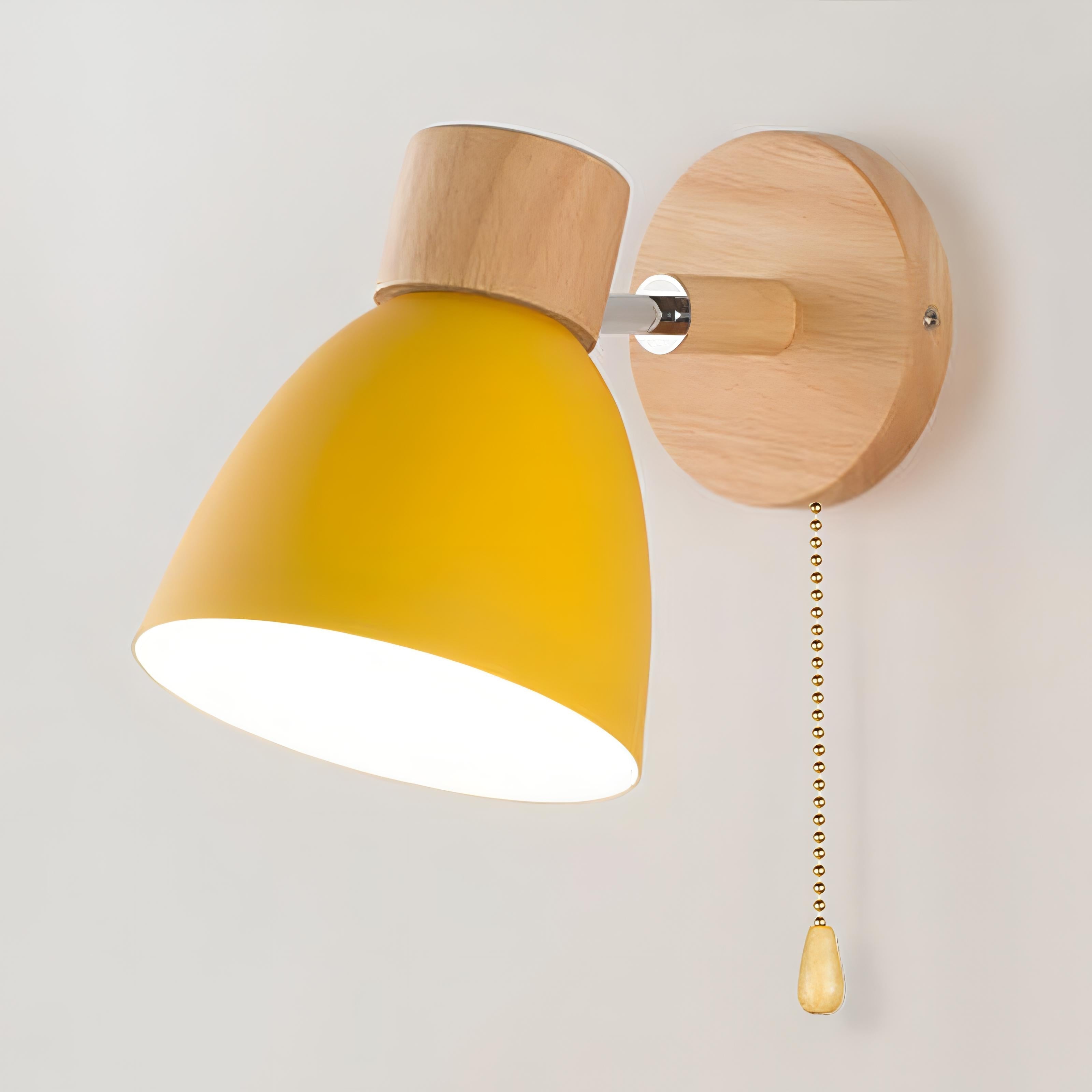 Scandinavische Moderne Wandlamp van Hout met Schakelaar
