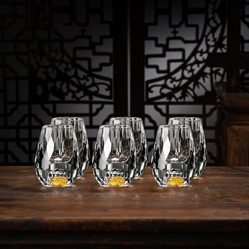 Luxe Kristallen Glazen Met Goudvlokken | Handgemaakt – Set Van 2 Voor Whisky & Premium Dranken