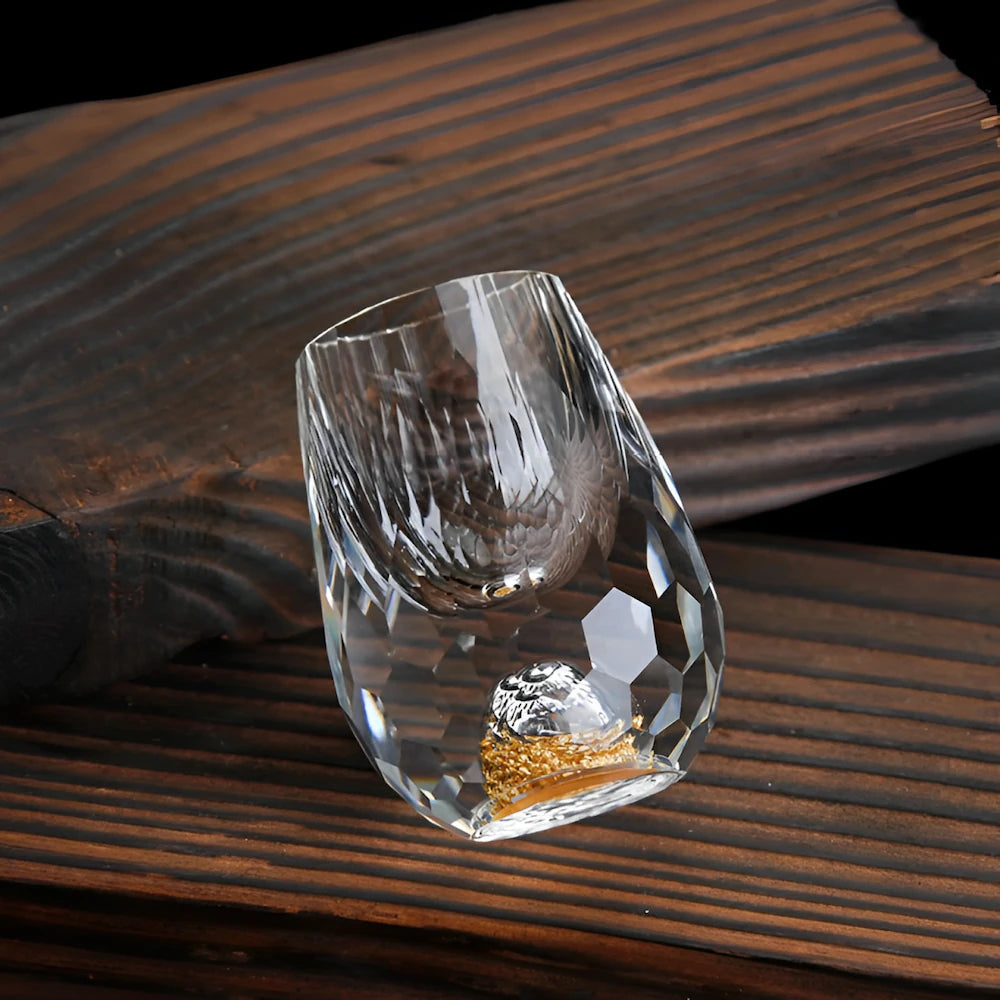 Luxe Kristallen Glazen Met Goudvlokken | Handgemaakt – Set Van 2 Voor Whisky & Premium Dranken