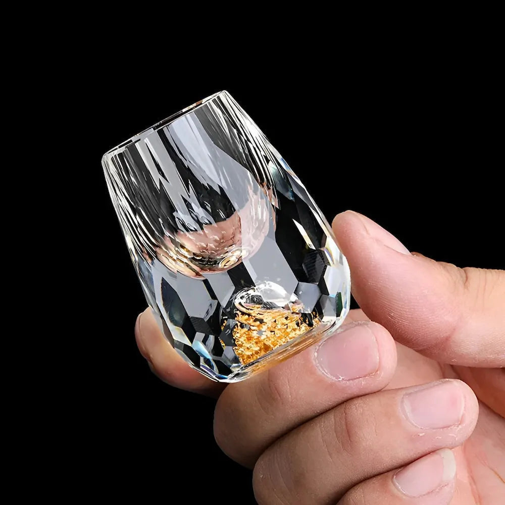 Luxe Kristallen Glazen Met Goudvlokken | Handgemaakt – Set Van 2 Voor Whisky & Premium Dranken