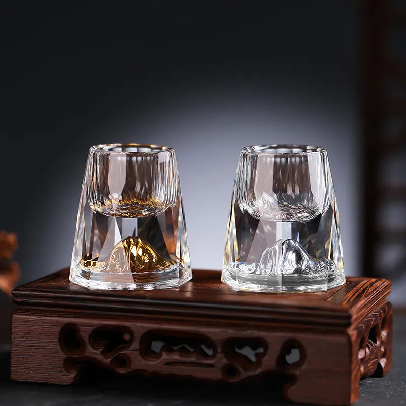 Luxe Kristallen Glazen Met Goudvlokken | Handgemaakt – Set Van 2 Voor Whisky & Premium Dranken