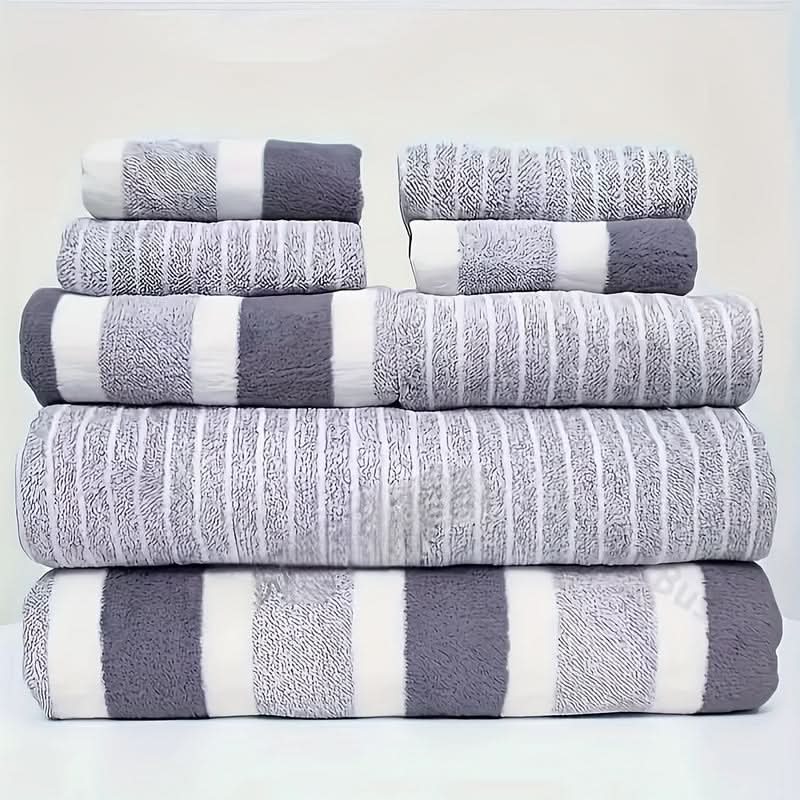 Luxe Gestreepte Handdoekenset – Ultra Zachte & Sterk Absorberende Handdoekenset Voor Ultiem Comfort