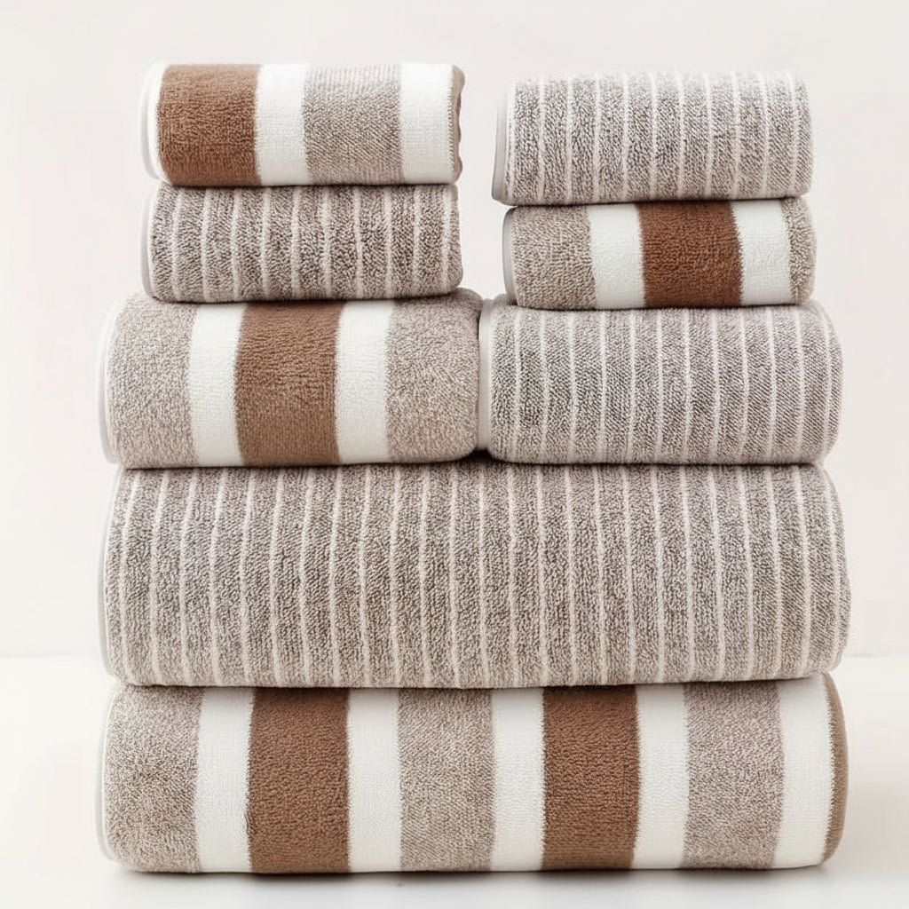 Luxe Gestreepte Handdoekenset – Ultra Zachte & Sterk Absorberende Handdoekenset Voor Ultiem Comfort