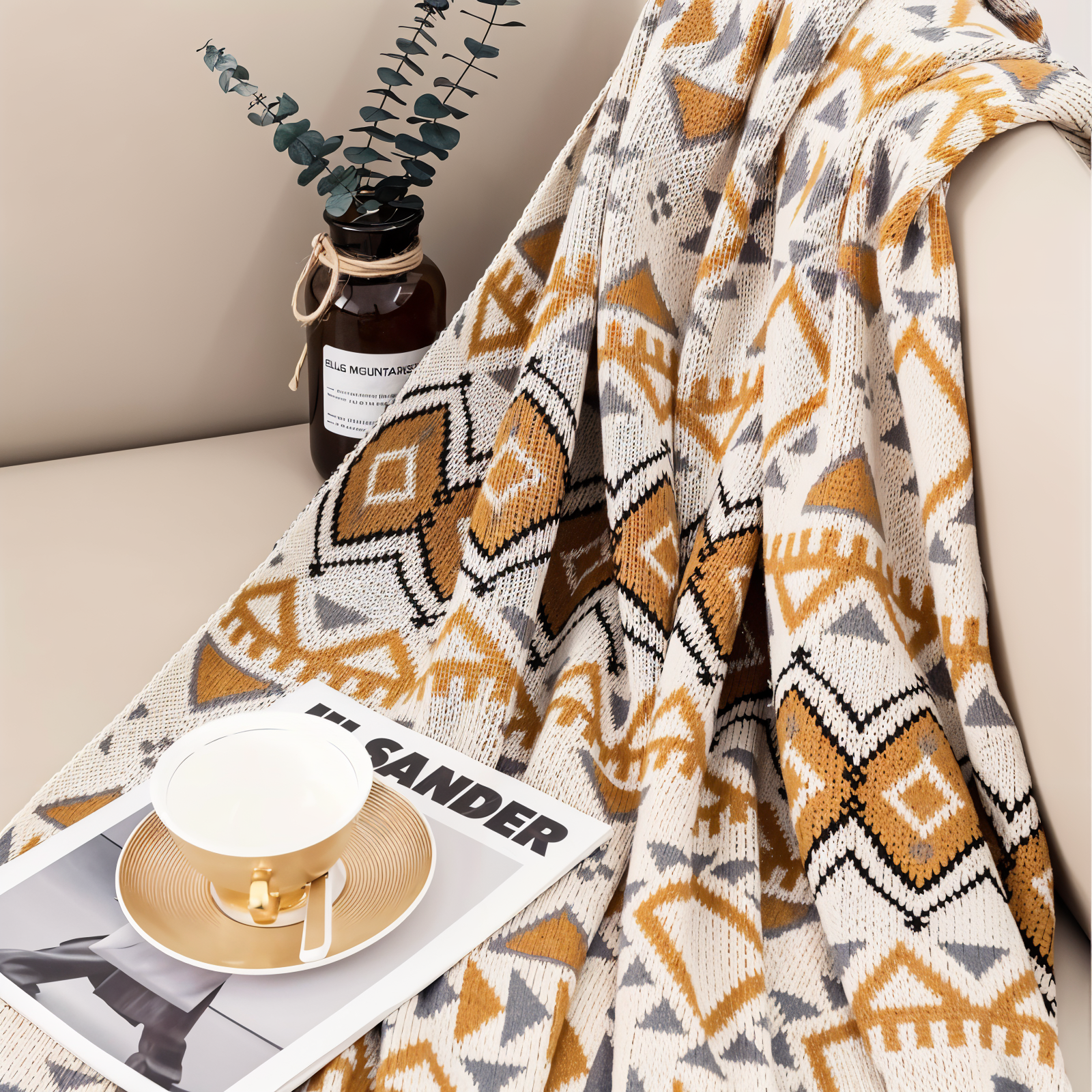 Boho Geometrische Fleece Deken – Stijlvol & Knus Voor Thuis