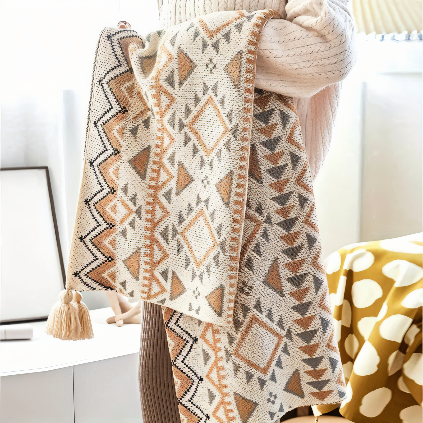 Boho Geometrische Fleece Deken – Stijlvol & Knus Voor Thuis
