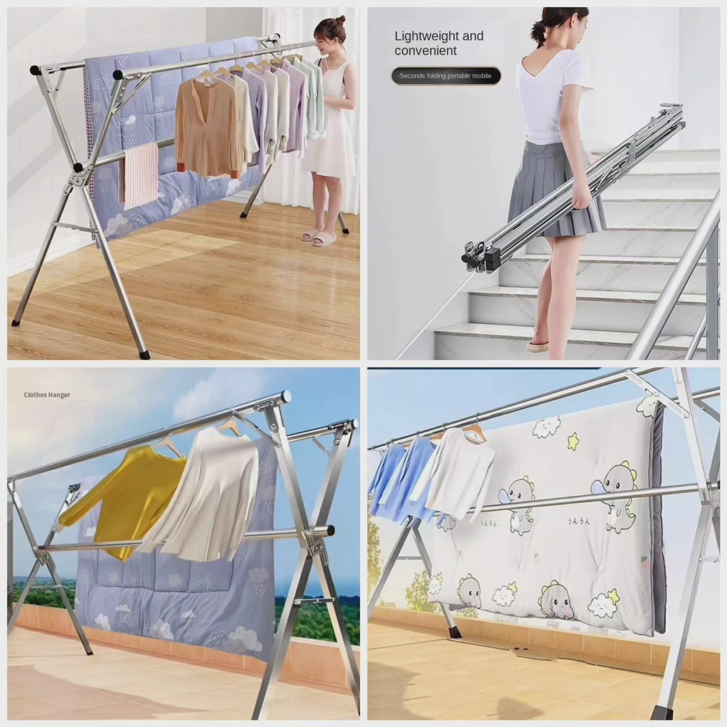 Opvouwbaar RVS Droogrek Voor Binnen & Balkon Met Slim Ruimtebesparend Design
