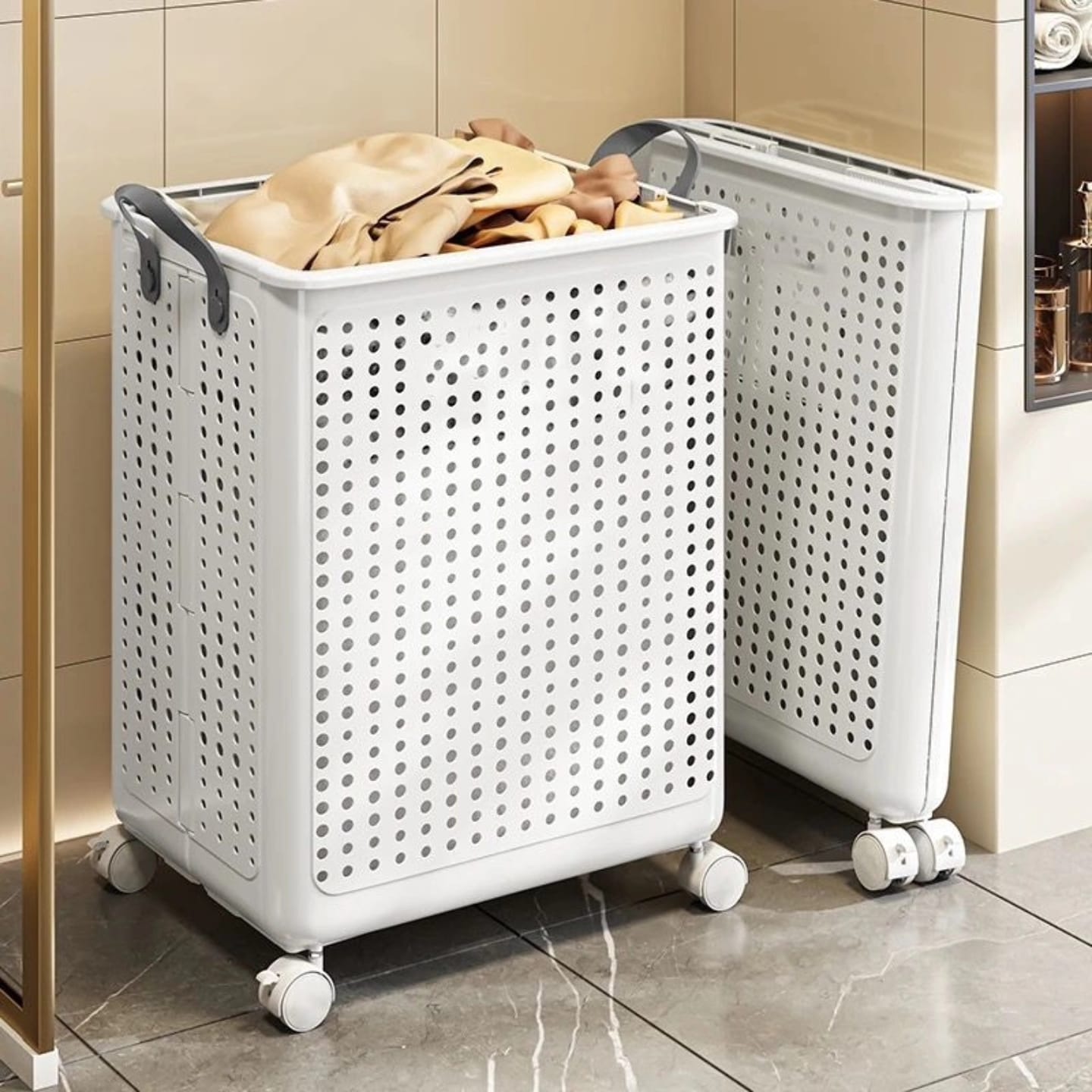 Opvouwbare Wasmand Met Wielen Voor Moeiteloos Verplaatsen & Slim Opbergen