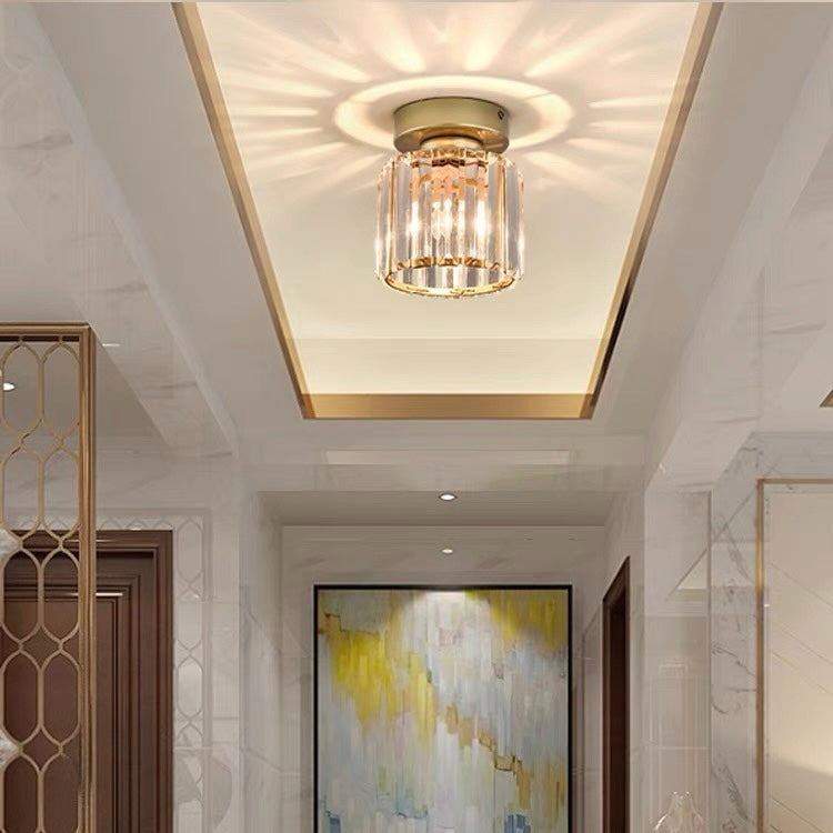 Kristallen Plafondlamp Met Messing Afwerking Voor Een Luxe & Warme Sfeer