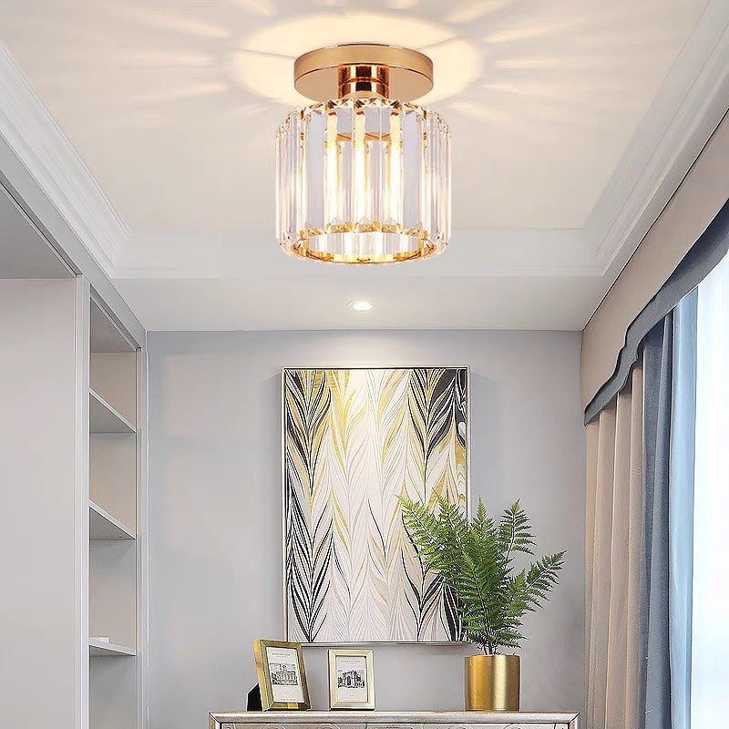 Kristallen Plafondlamp Met Messing Afwerking Voor Een Luxe & Warme Sfeer