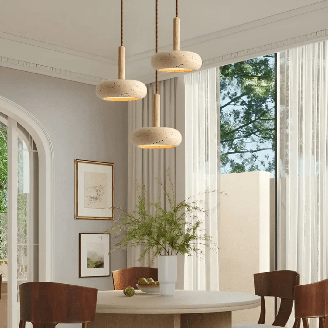 LED Plafondlamp – Houten & Stenen Design Voor Rustgevende Sfeerverlichting