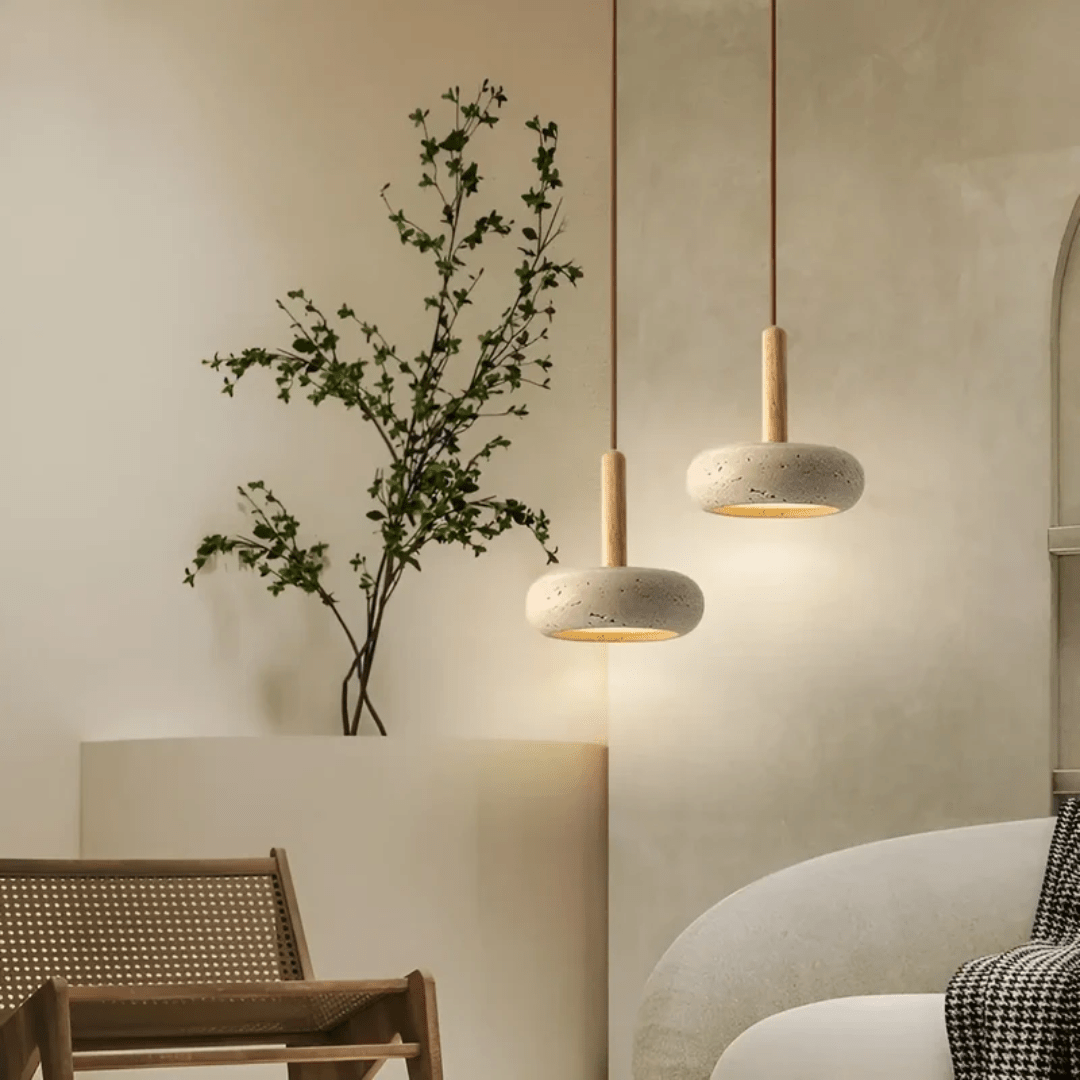 LED Plafondlamp – Houten & Stenen Design Voor Rustgevende Sfeerverlichting