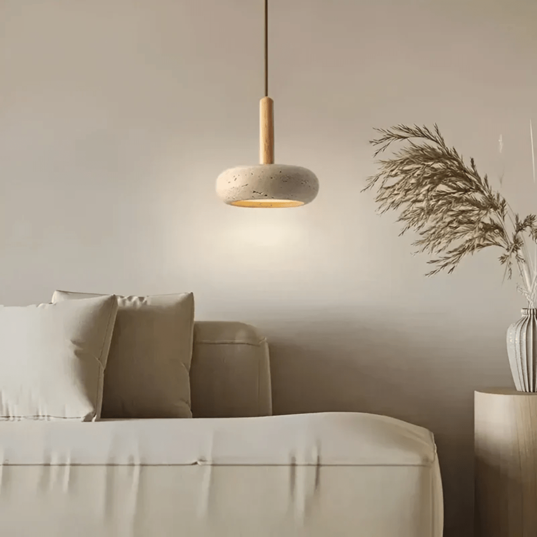 LED Plafondlamp – Houten & Stenen Design Voor Rustgevende Sfeerverlichting