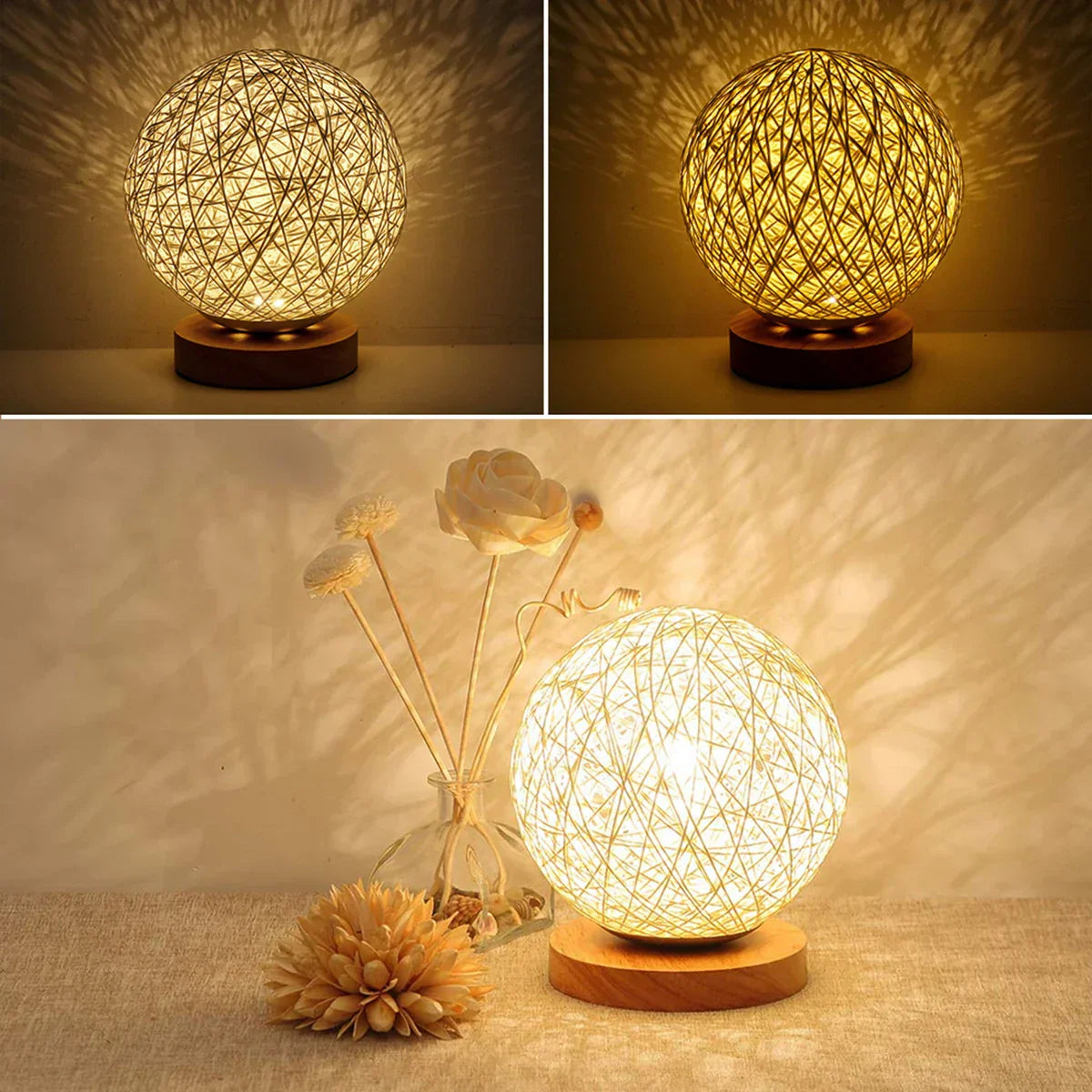 Boho Rieten Tafellamp – Gezellig & Functioneel Voor Slaapkamer Of Woonkamer