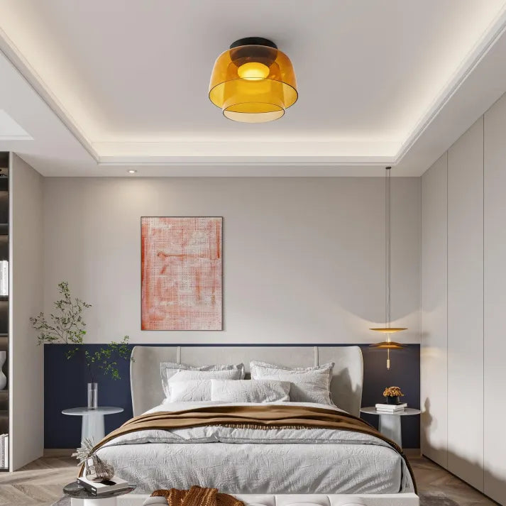 Plafondlamp met Glas in Middeleeuws Scandinavisch Design – LED Verlichting
