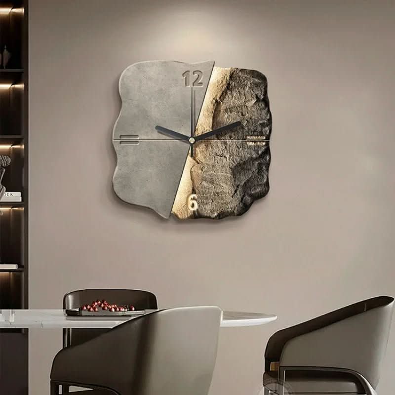 StoneAura Wall Clock – Moderne Zandsteen Wandklok Met 3D Reliëf & Stil Quartz Mechanisme