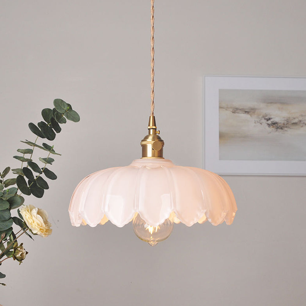 Vintage Glas Hanglamp met Koperen Accenten – Sfeervolle Design Hanglamp