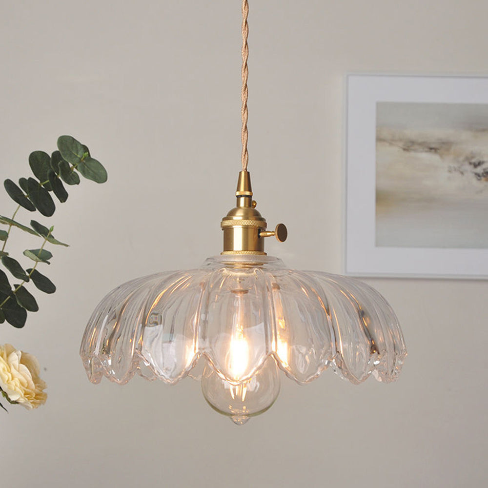 Vintage Glas Hanglamp met Koperen Accenten – Sfeervolle Design Hanglamp