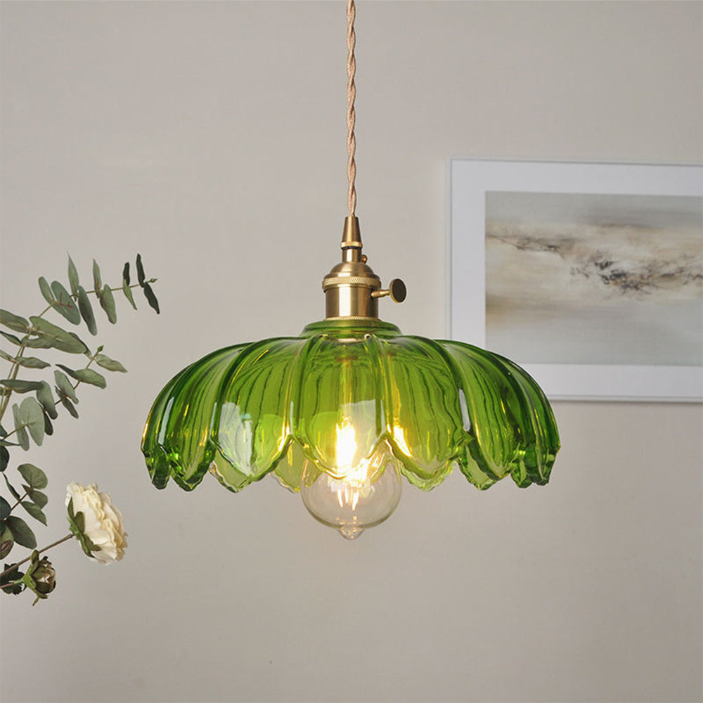 Vintage Glas Hanglamp met Koperen Accenten – Sfeervolle Design Hanglamp