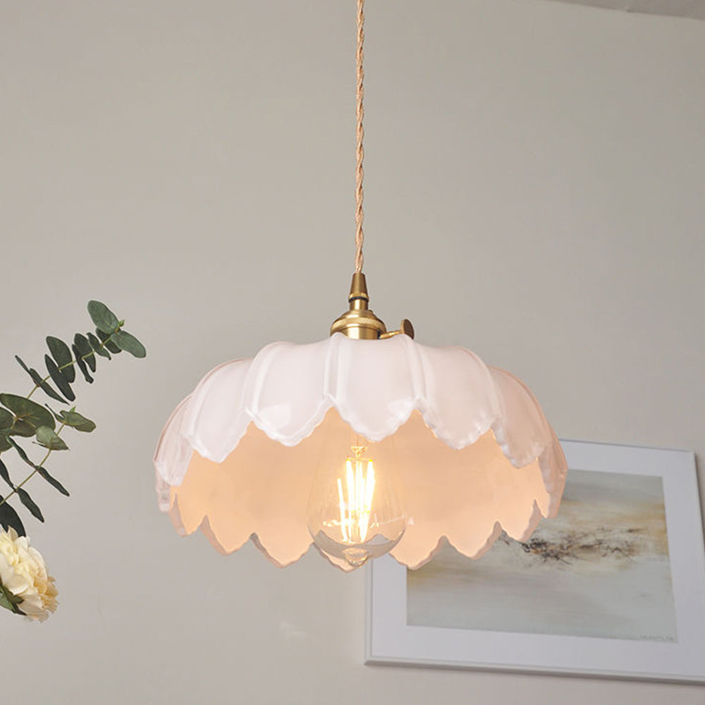 Vintage Glas Hanglamp met Koperen Accenten – Sfeervolle Design Hanglamp