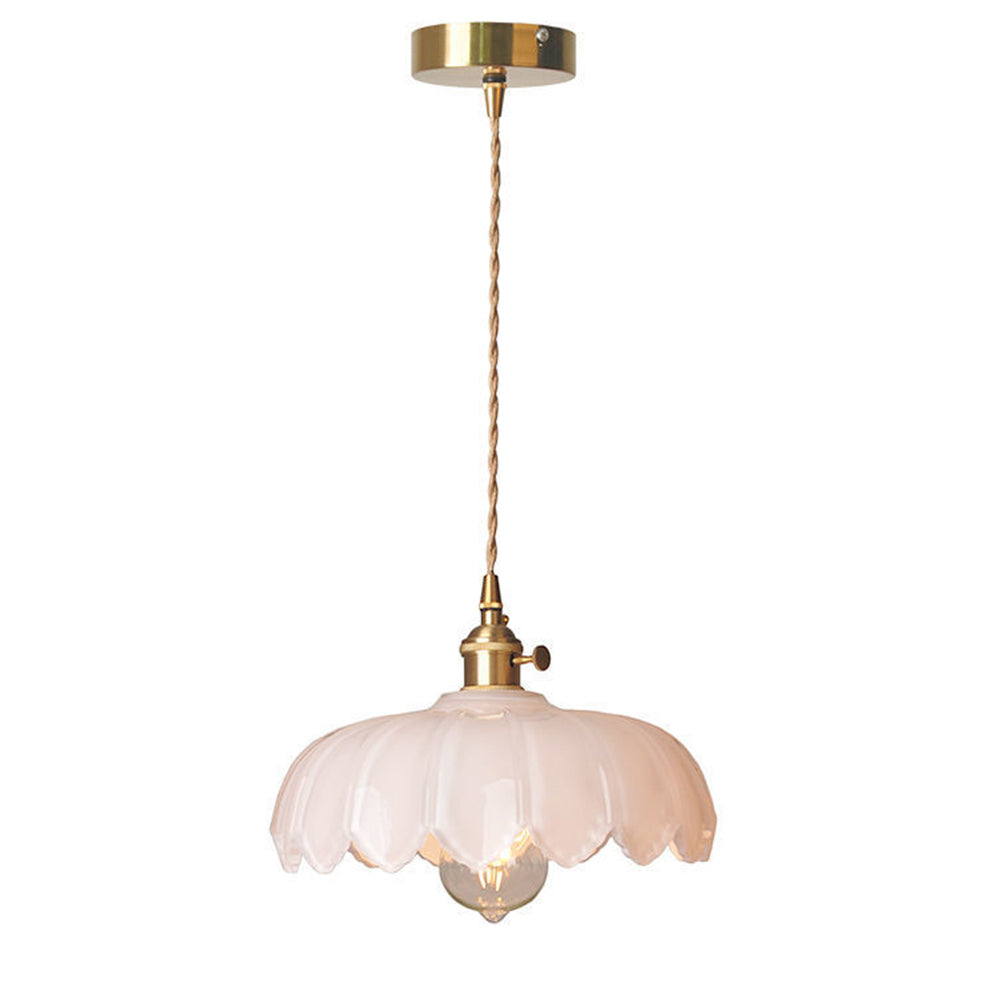 Vintage Glas Hanglamp met Koperen Accenten – Sfeervolle Design Hanglamp
