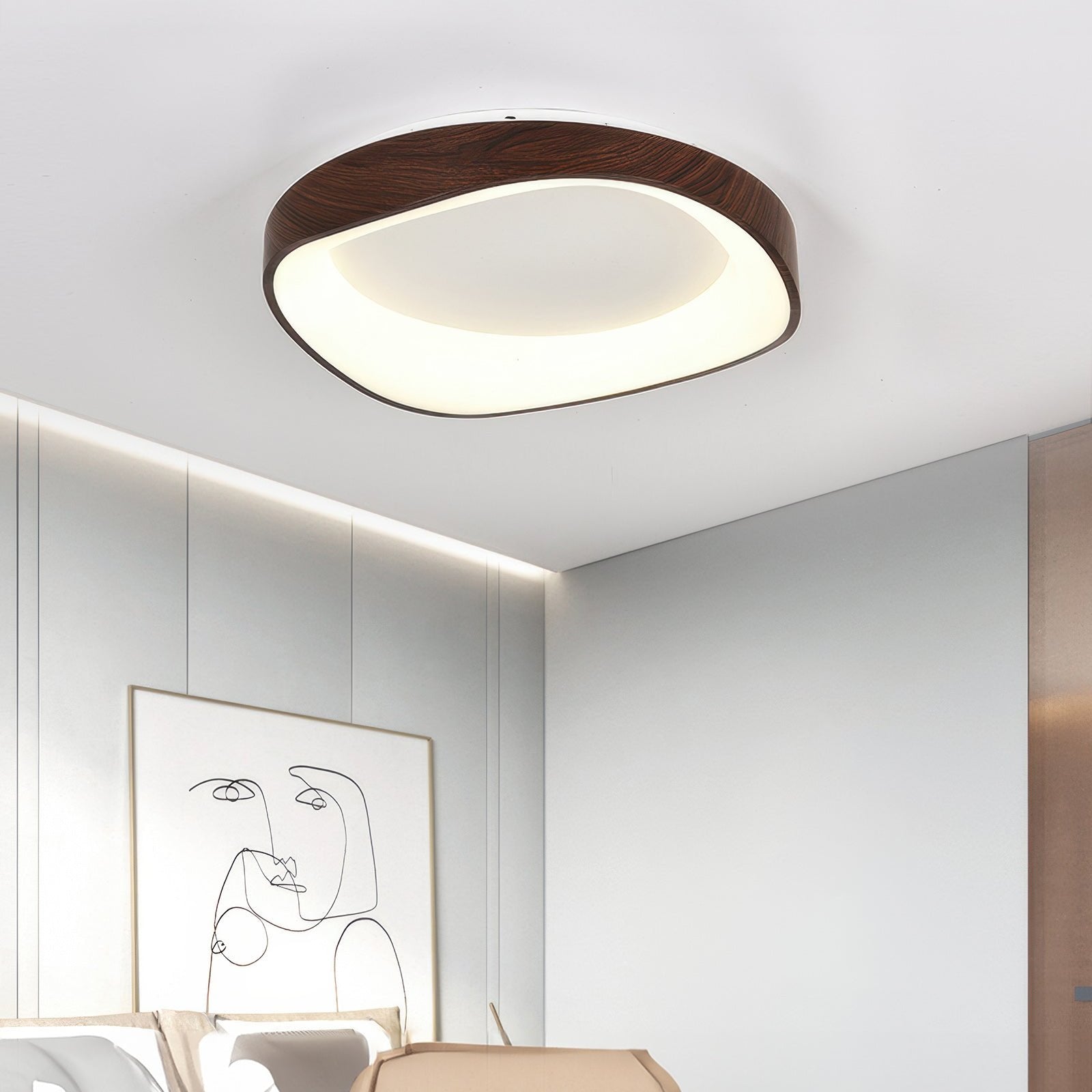 Scandinavische Plafondlamp met Houtlook – Energiezuinige LED Verlichting – Modern Design voor Woonkamer & Slaapkamer
