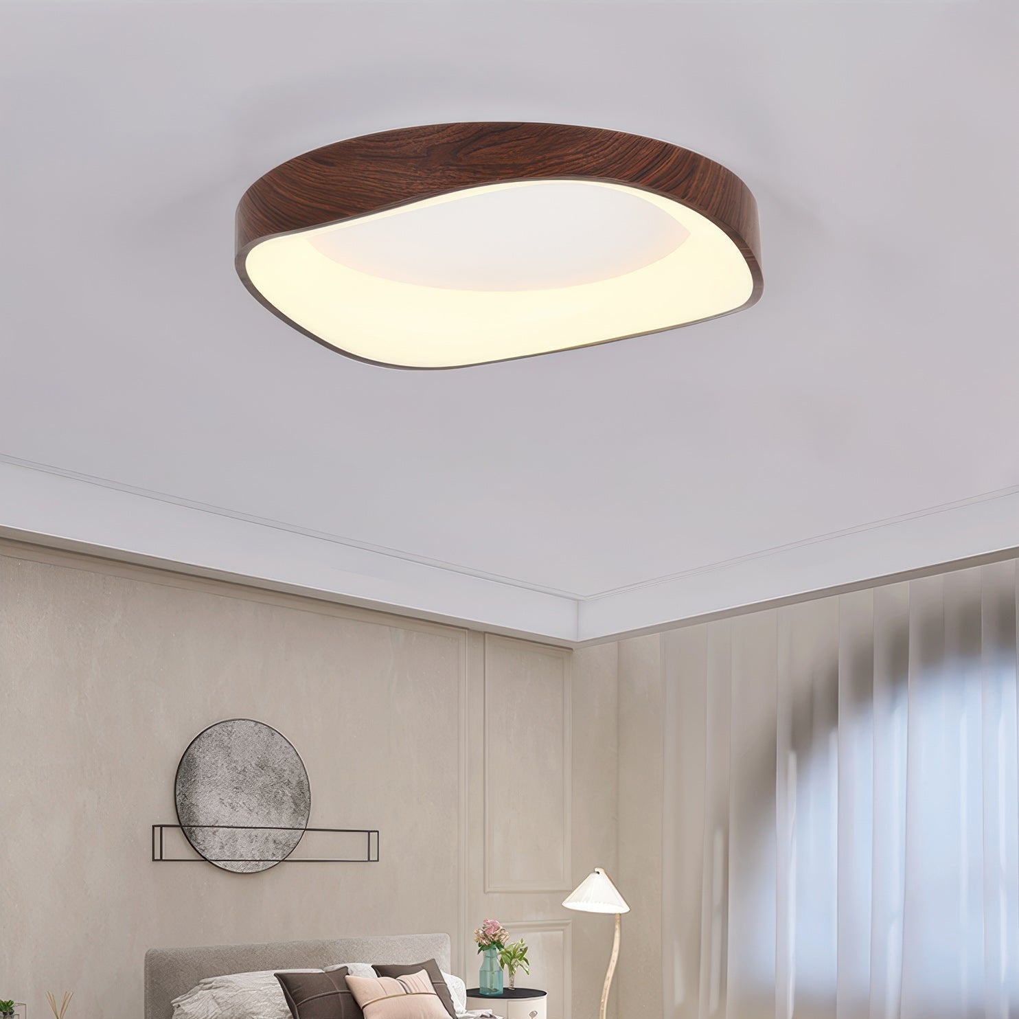 Scandinavische Plafondlamp met Houtlook – Energiezuinige LED Verlichting – Modern Design voor Woonkamer & Slaapkamer