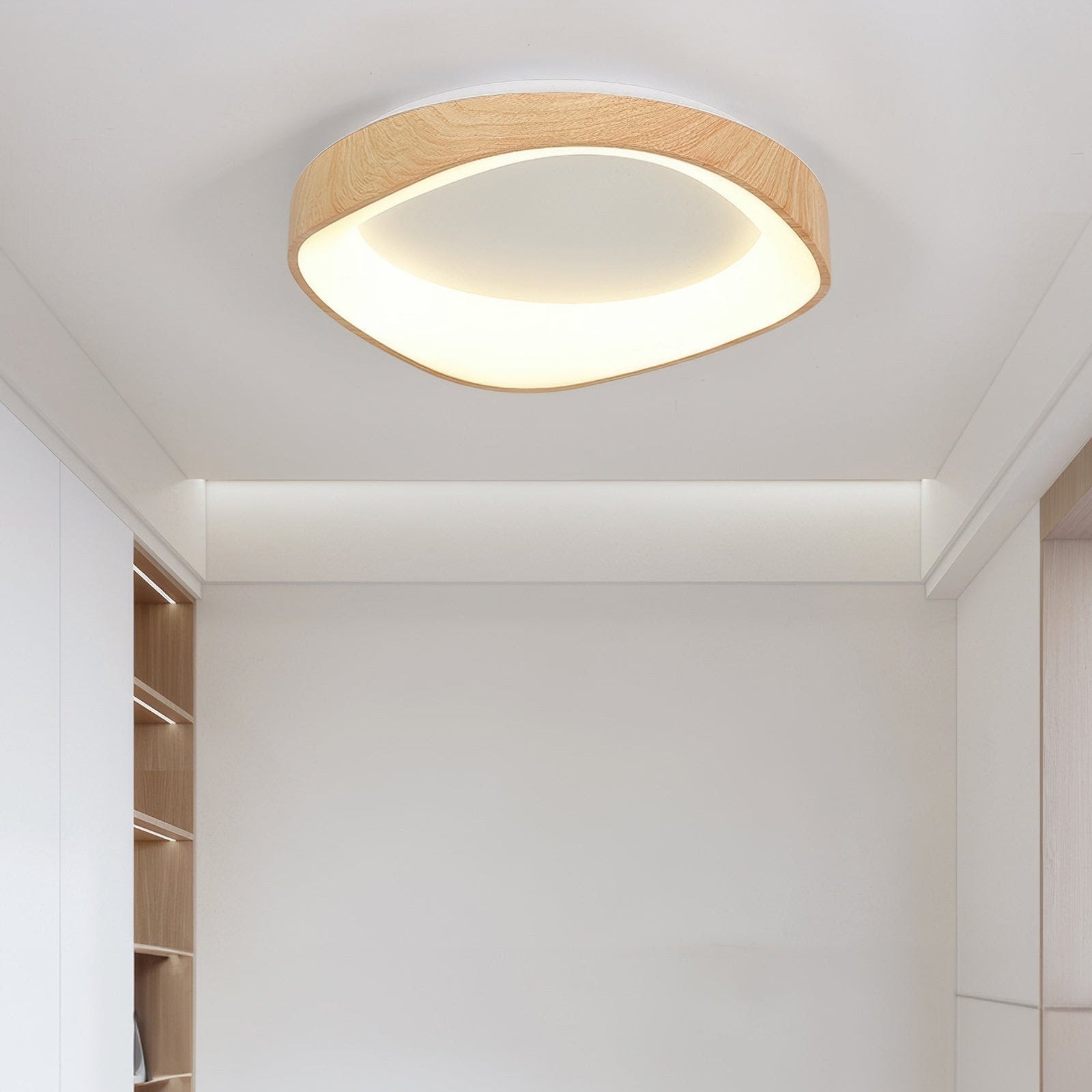 Scandinavische Plafondlamp met Houtlook – Energiezuinige LED Verlichting – Modern Design voor Woonkamer & Slaapkamer