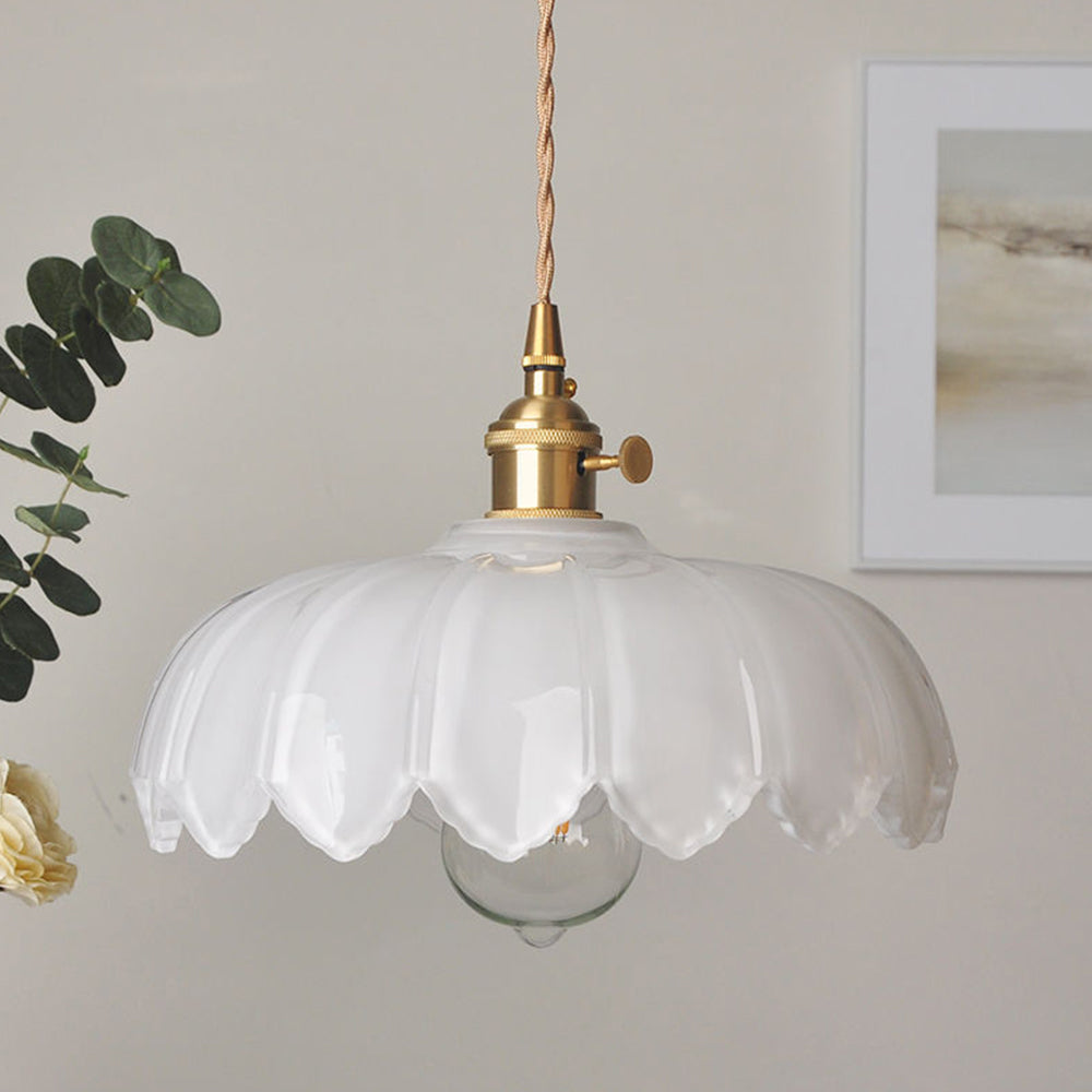 Vintage Glas Hanglamp met Koperen Accenten – Sfeervolle Design Hanglamp