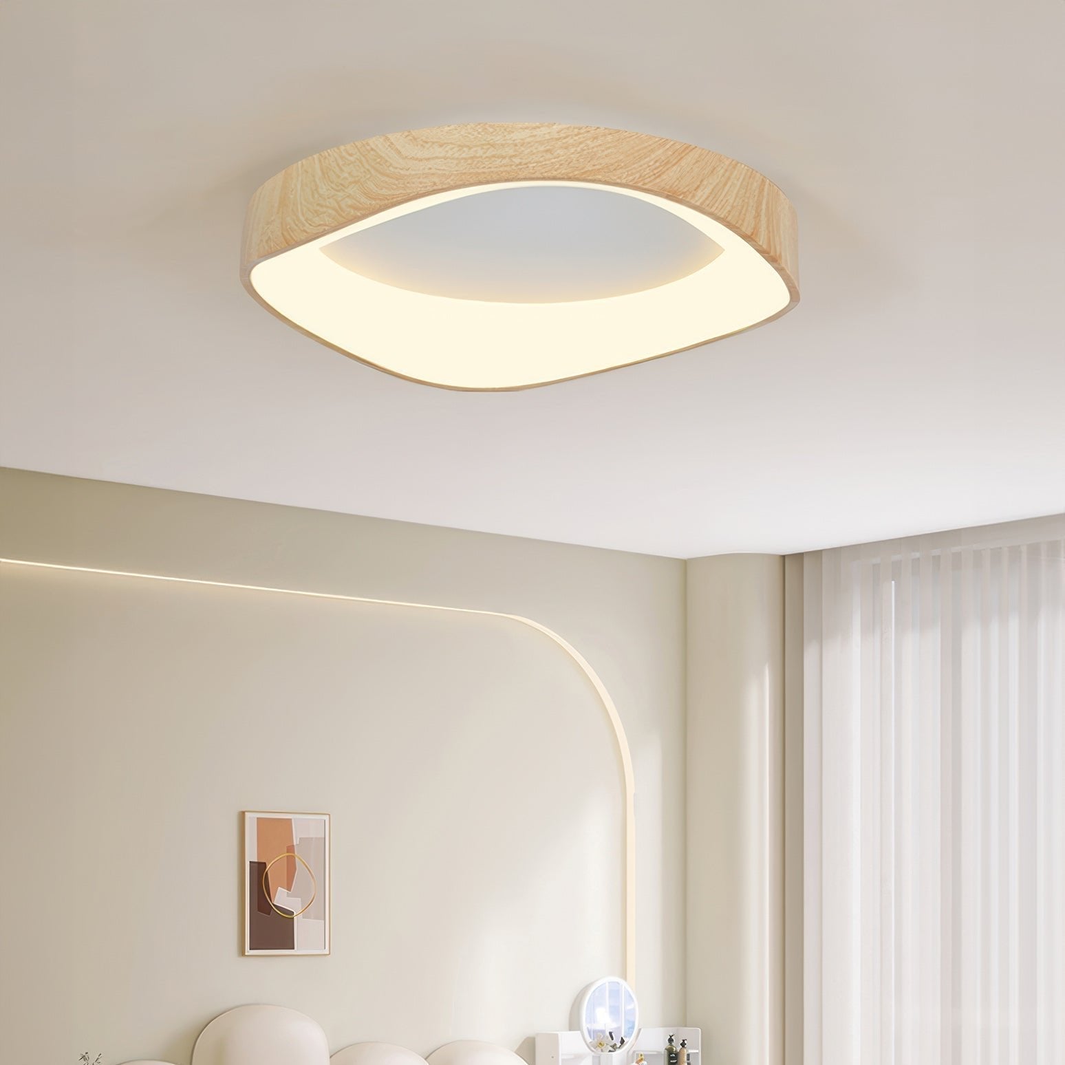Scandinavische Plafondlamp met Houtlook – Energiezuinige LED Verlichting – Modern Design voor Woonkamer & Slaapkamer
