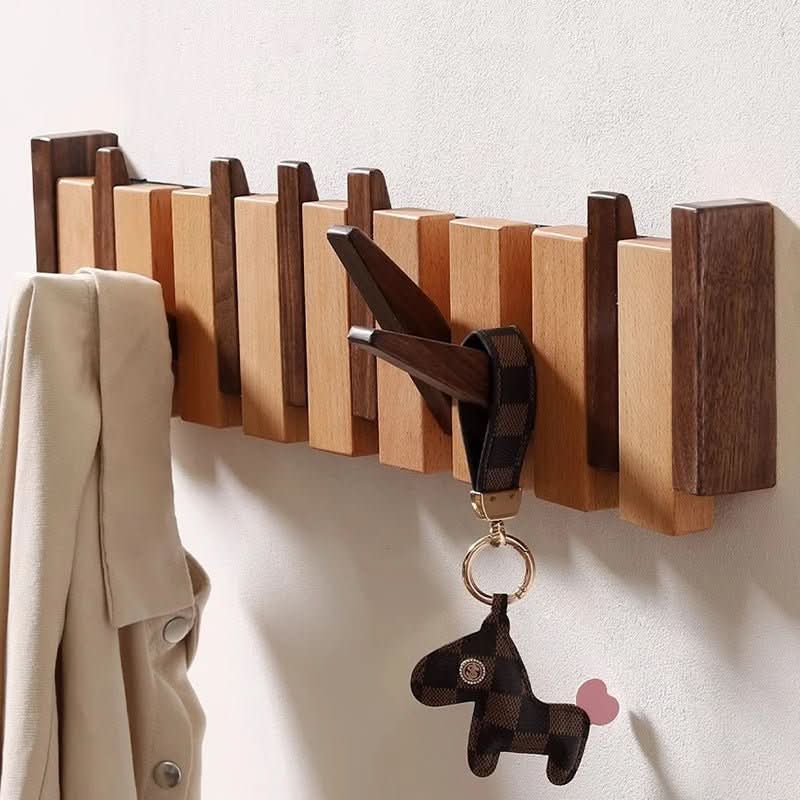 Houten Piano Design Kapstok Met Inklapbare Haken En Scandinavisch Design Voor Een Luxe Entree