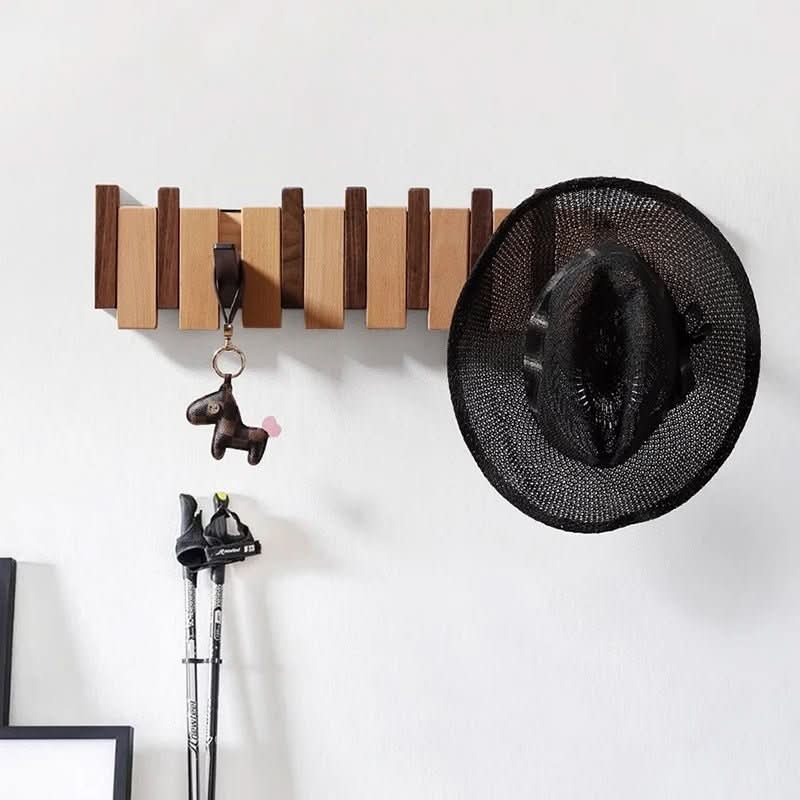 Houten Piano Design Kapstok Met Inklapbare Haken En Scandinavisch Design Voor Een Luxe Entree