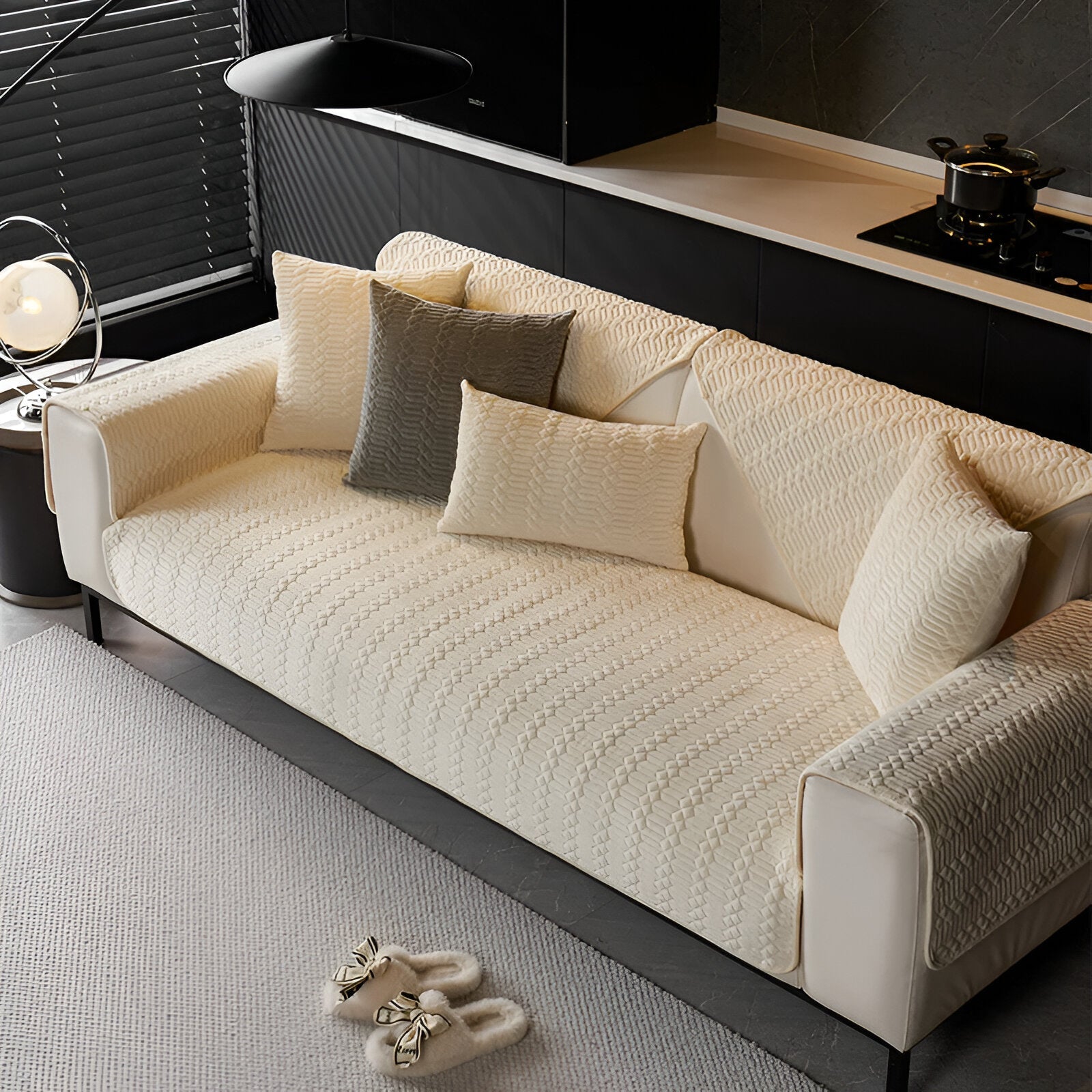 Luxe Anti-Slip Velvet Bankhoes Met Geometrisch Design Voor Een Warme & Stijlvolle Woonkamer