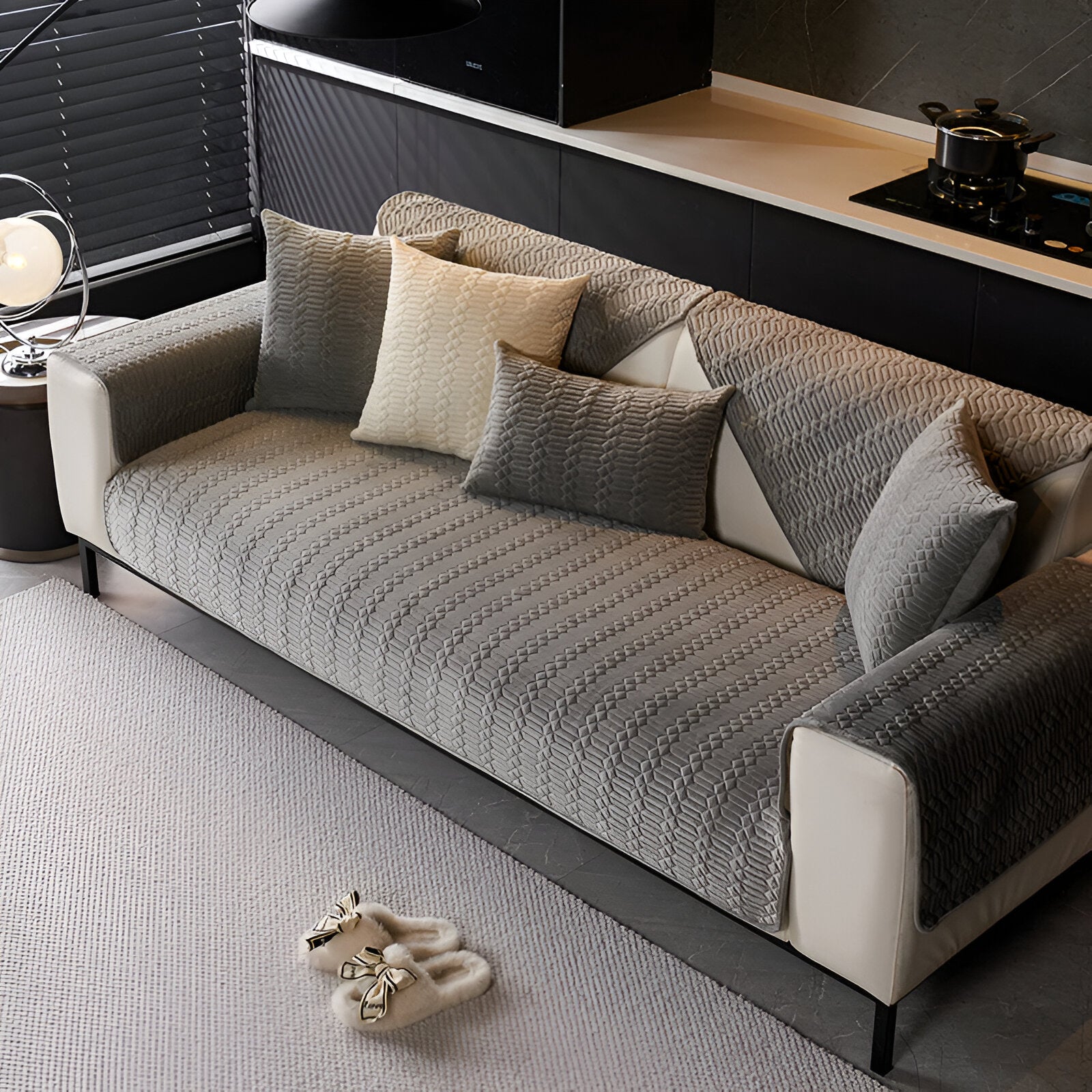 Luxe Anti-Slip Velvet Bankhoes Met Geometrisch Design Voor Een Warme & Stijlvolle Woonkamer