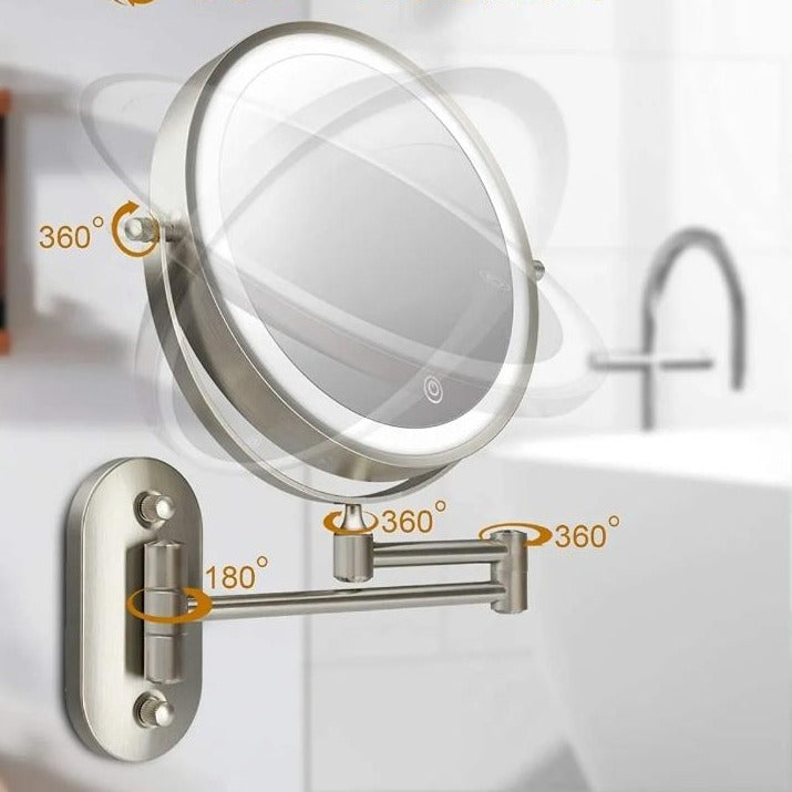 Chroom Zilver Oplaadbare LED Vergrotingsspiegel voor Make-up en Badkamer