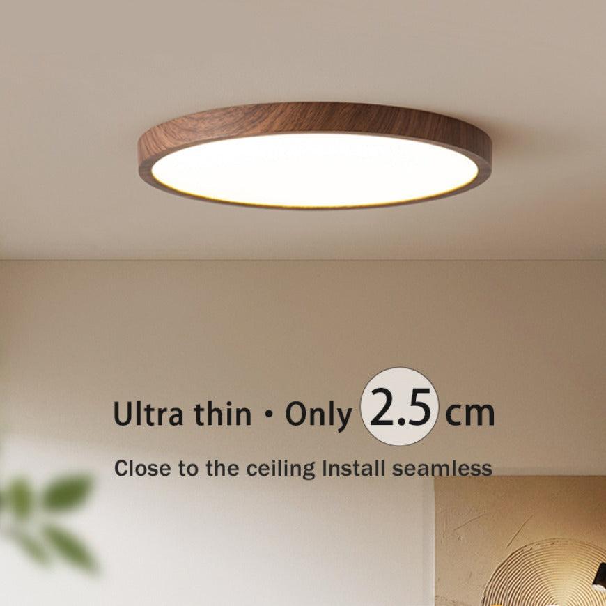 Ultradunne Ronde LED Plafondlamp met Walnootlook – 3 Lichtstanden voor Woonkamer, Slaapkamer & Eetkamer