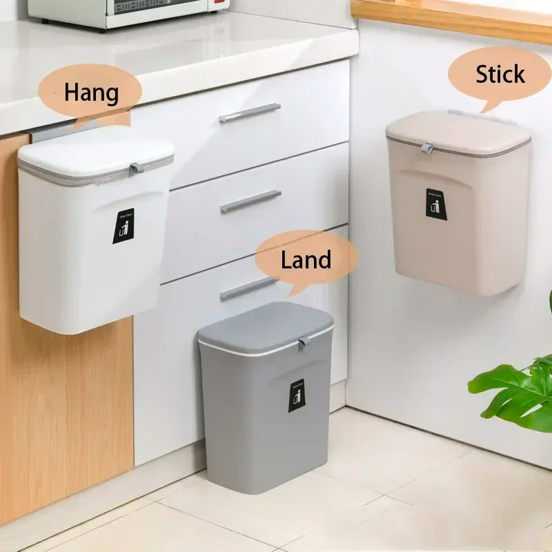 Wandgemonteerde Afvalbak Met Deksel (7L/9L) Voor Keuken & Badkamer