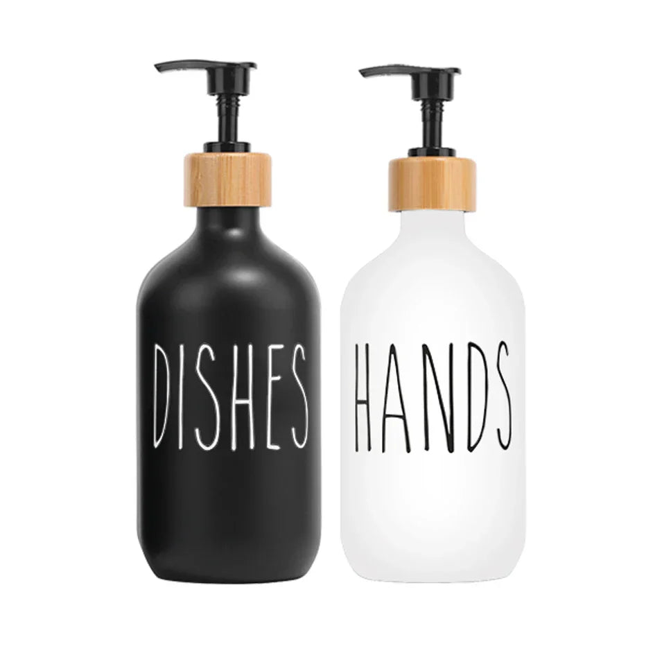 Zwarte Zeepdispenser Set Voor Keuken Met Navulbare Flessen & Strak Design