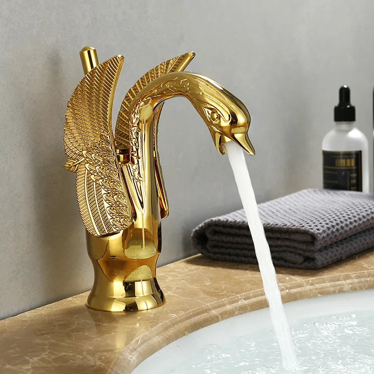 Zwaan Wastafelkraan in Goud/Zilver| Modern & Luxe Badkamerdesign