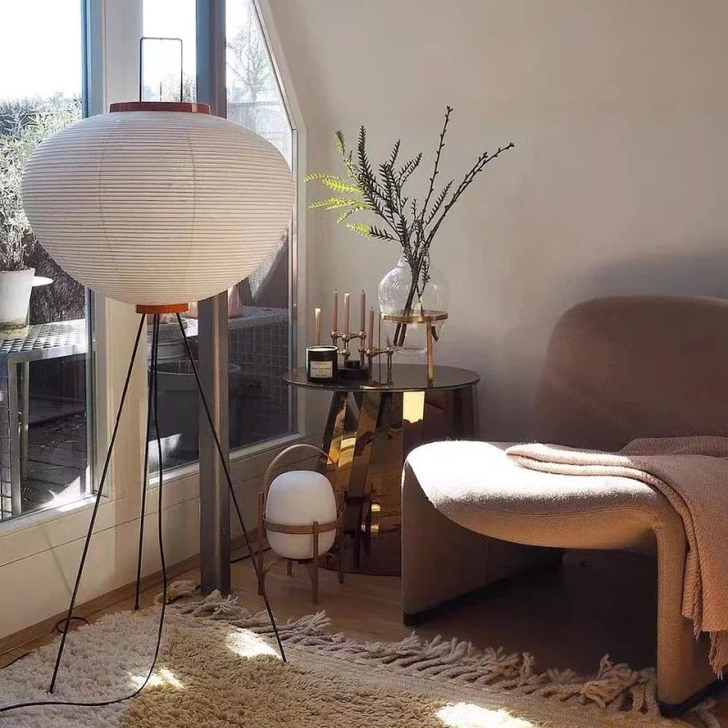 Akari - Japanse Wabi‑Sabi Vloerlamp van Rijstpapier voor Woonkamer en Slaapkamer