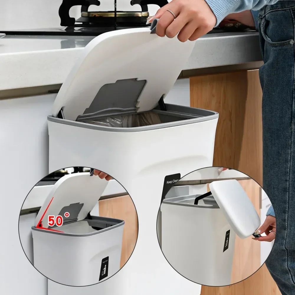 Wandgemonteerde Afvalbak Met Deksel (7L/9L) Voor Keuken & Badkamer