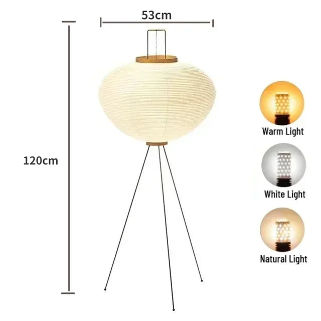 Akari - Japanse Wabi‑Sabi Vloerlamp van Rijstpapier voor Woonkamer en Slaapkamer