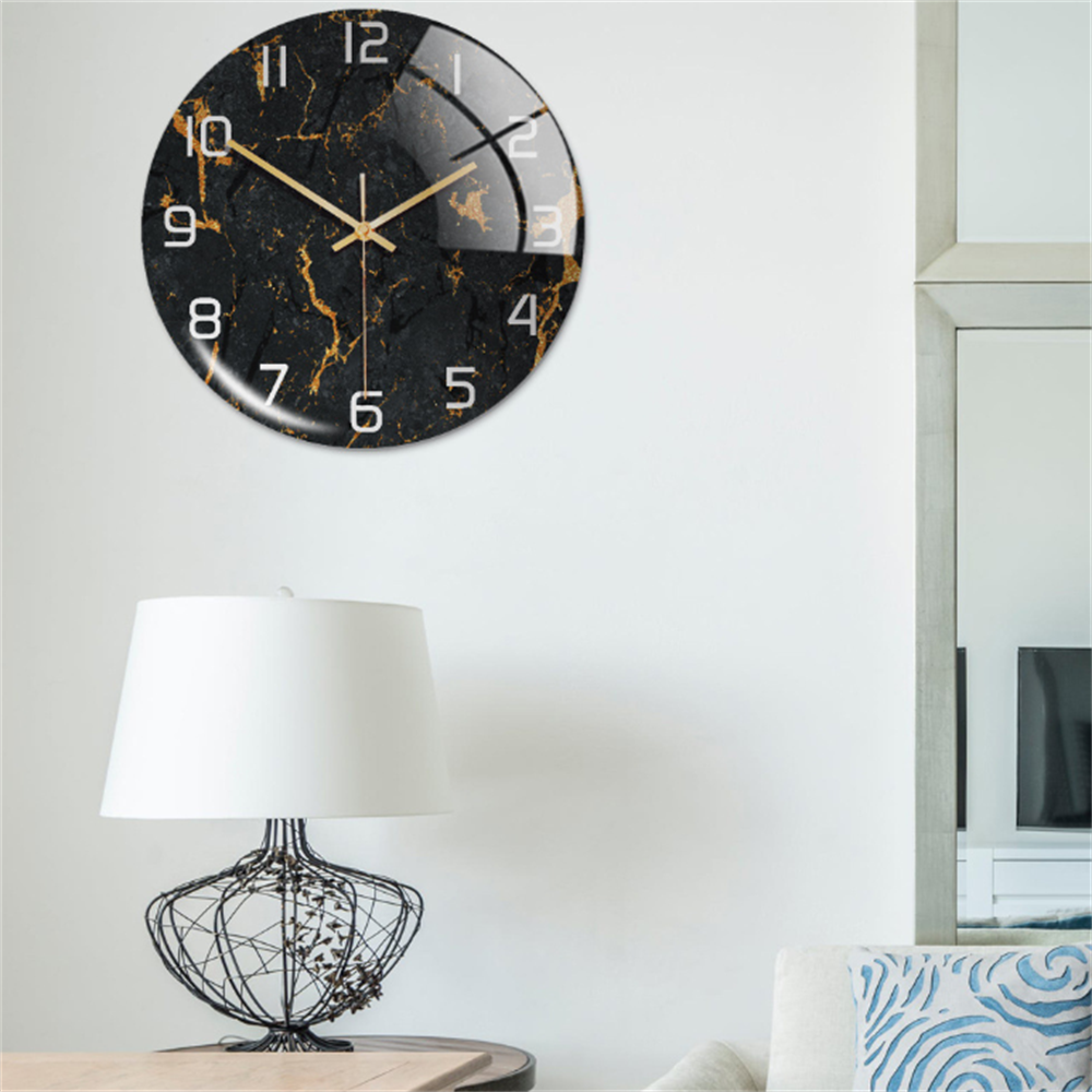 Wandklok met Elegante Marmerlook voor Woonkamer, Slaapkamer en Keuken