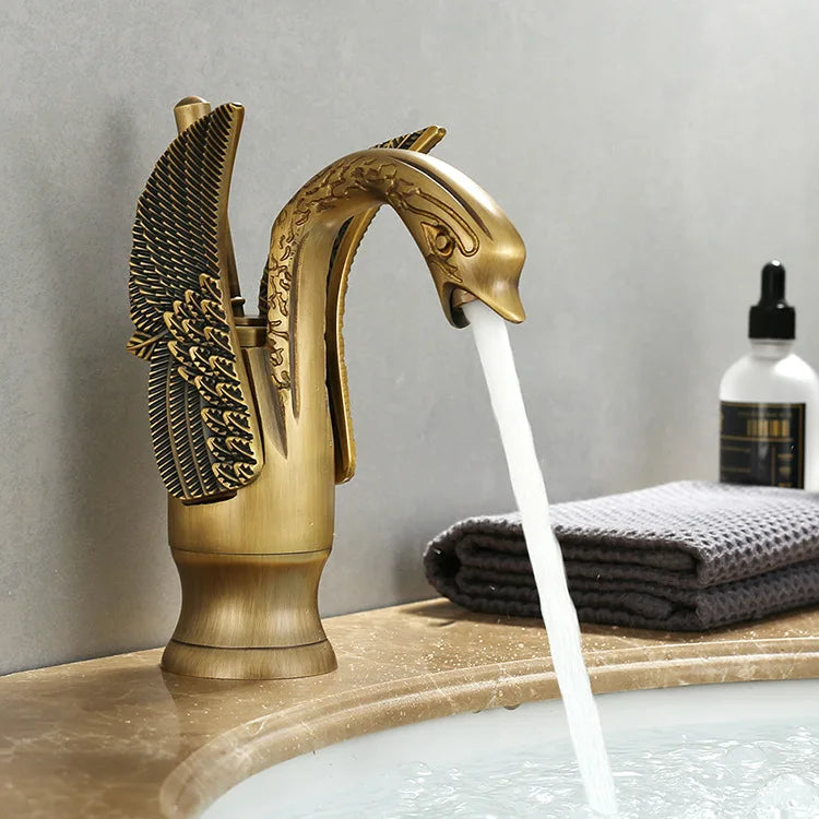 Zwaan Wastafelkraan in Goud/Zilver| Modern & Luxe Badkamerdesign